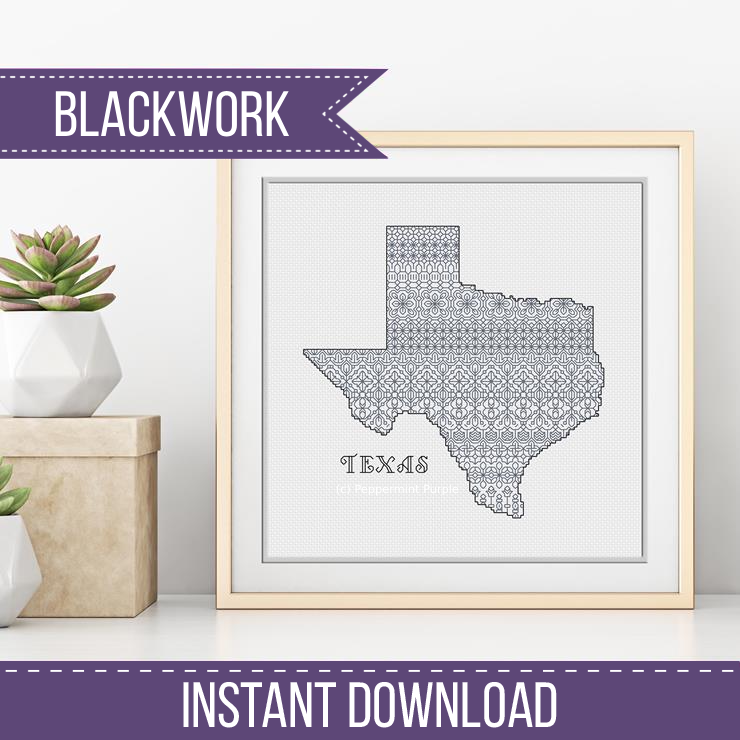Texas Blackwork Blackwork Pattern by Peppermint Purple