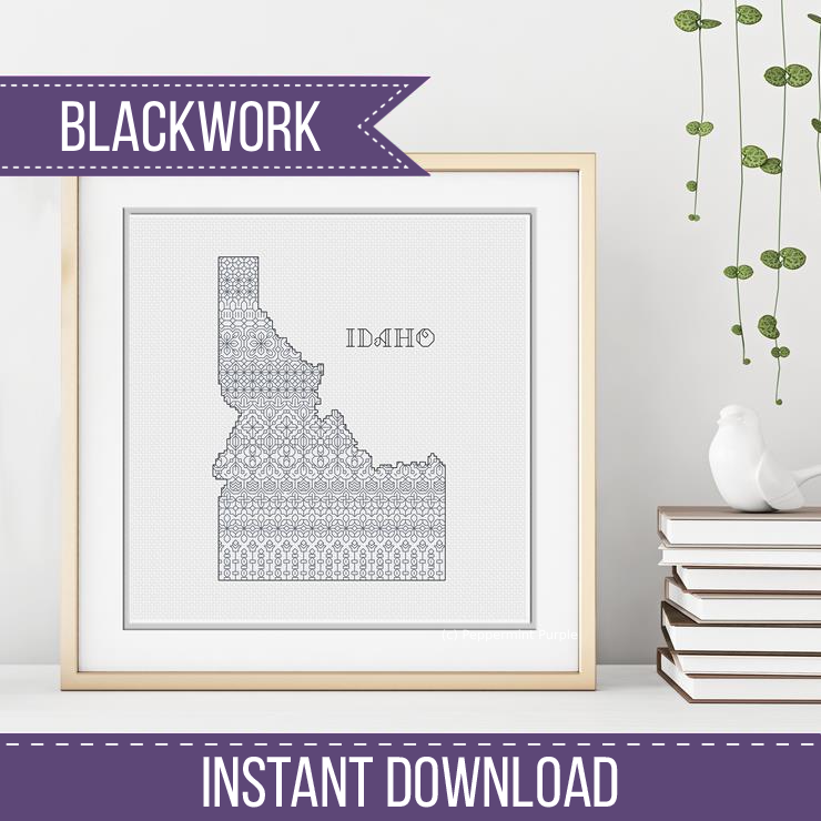 Idaho Blackwork Blackwork Pattern by Peppermint Purple