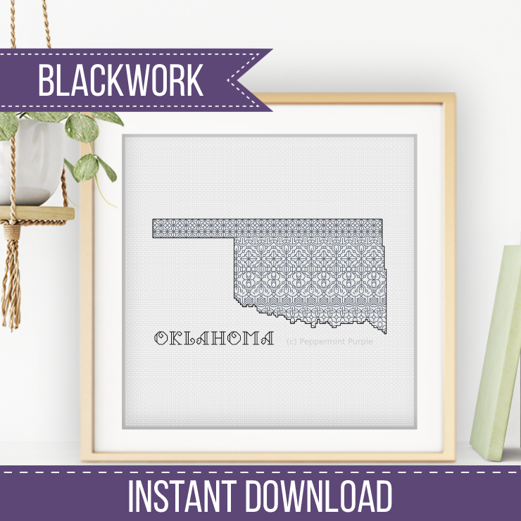 Oklahoma Blackwork Blackwork Pattern by Peppermint Purple