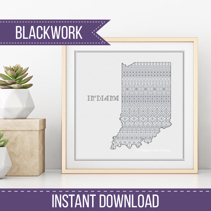 Indiana Blackwork Blackwork Pattern by Peppermint Purple
