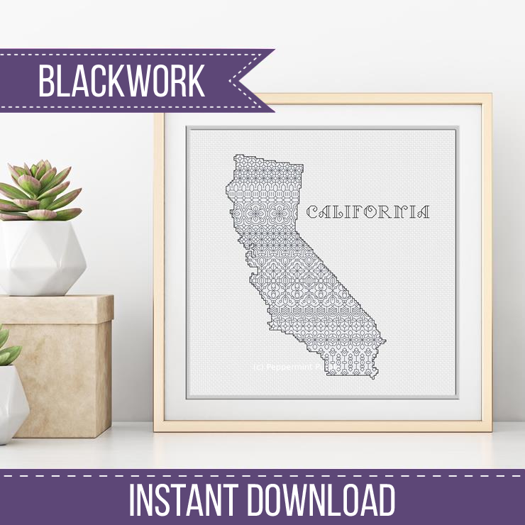 California Blackwork Blackwork Pattern by Peppermint Purple
