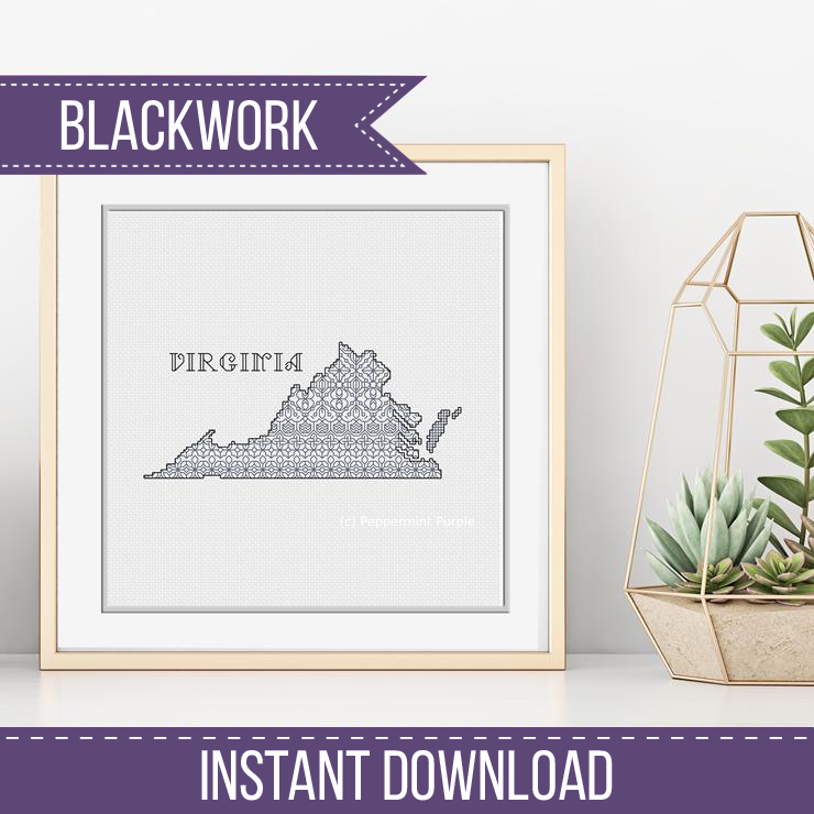 Virginia Blackwork Blackwork Pattern by Peppermint Purple