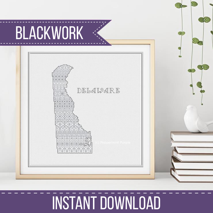 Delaware Blackwork Blackwork Pattern by Peppermint Purple