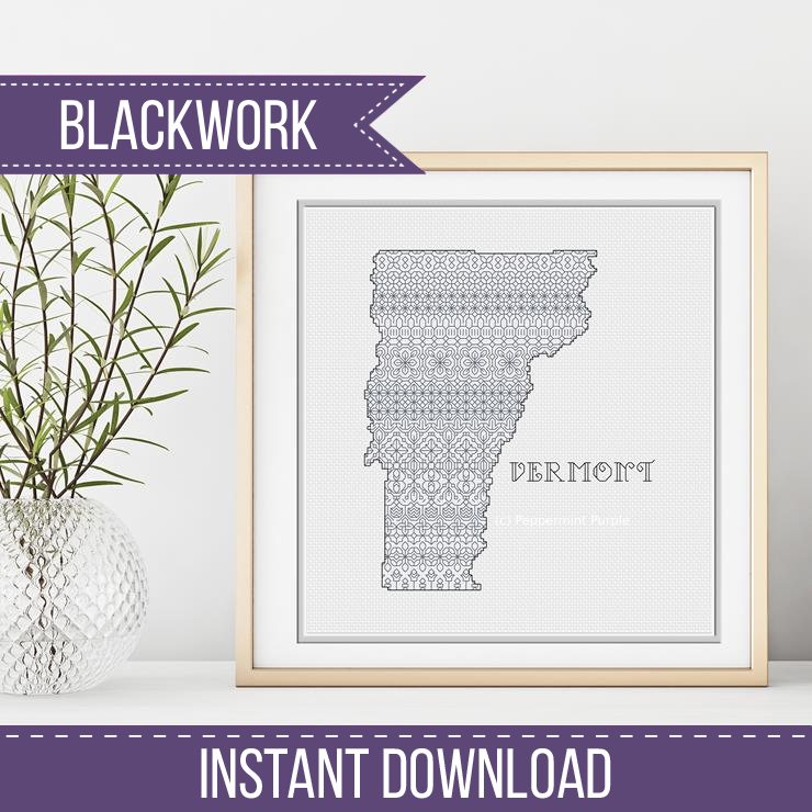 Vermont Blackwork Blackwork Pattern by Peppermint Purple