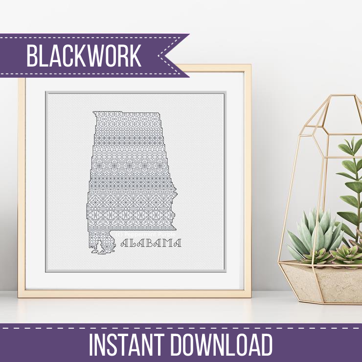 Alabama Blackwork Blackwork Pattern by Peppermint Purple