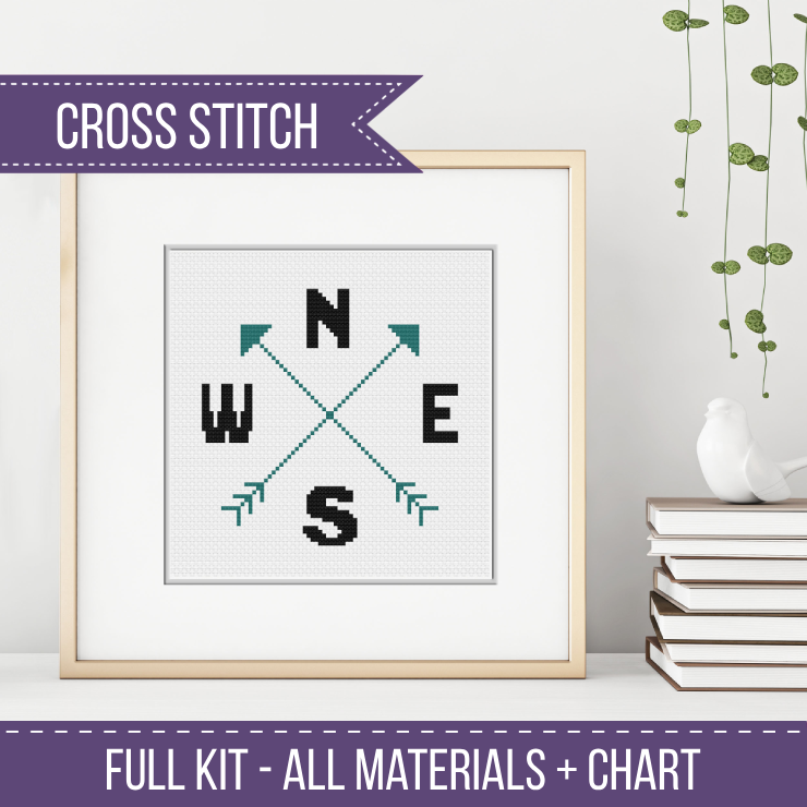 Compass Cross Stitch Kit Cross Stitch Kit by Peppermint Purple