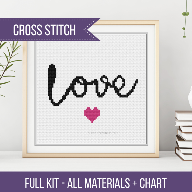 Love Cross Stitch Kit Cross Stitch Kit by Peppermint Purple