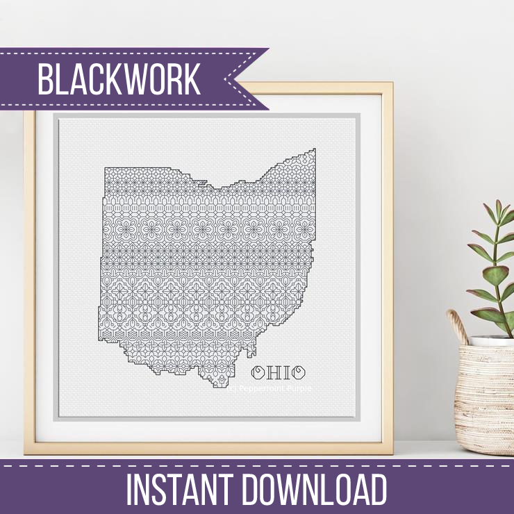 Ohio Blackwork Blackwork Pattern by Peppermint Purple