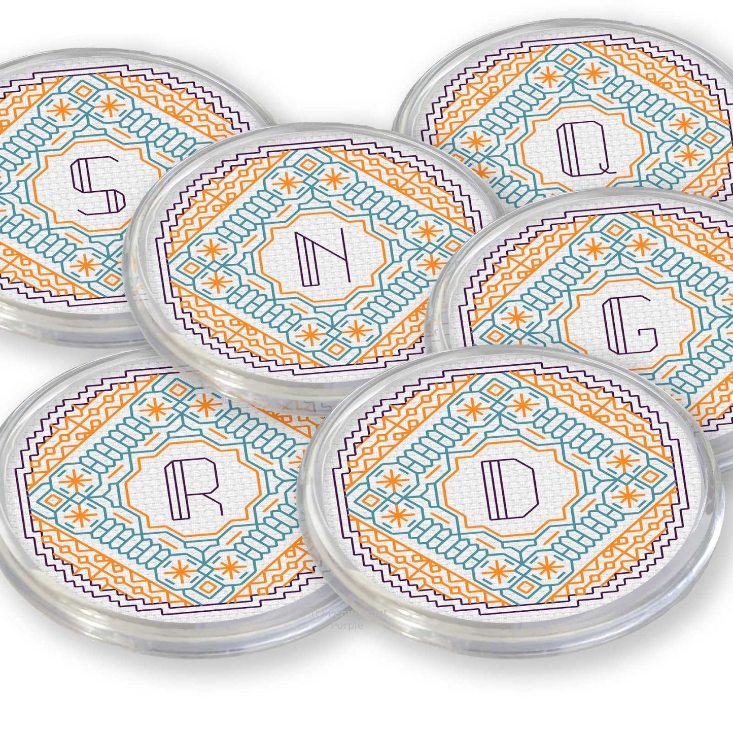 Initial Coasters Blackwork Pattern by Peppermint Purple