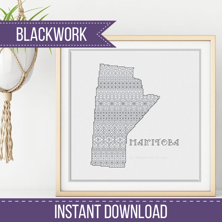 Manitoba Blackwork Blackwork Pattern by Peppermint Purple