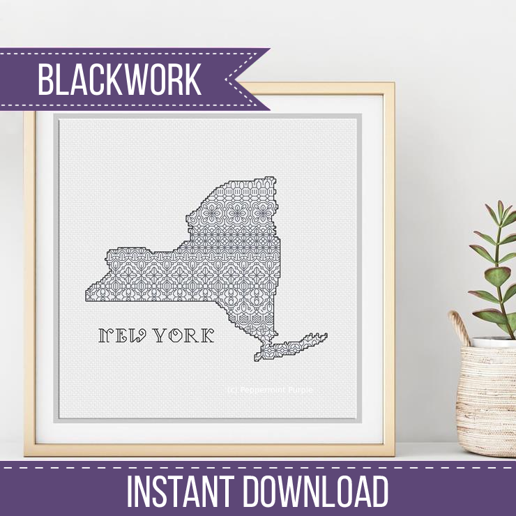 New York Blackwork Blackwork Pattern by Peppermint Purple