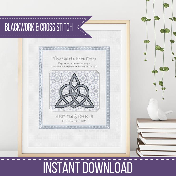 Wedding Love Knot Blackwork Pattern by Peppermint Purple