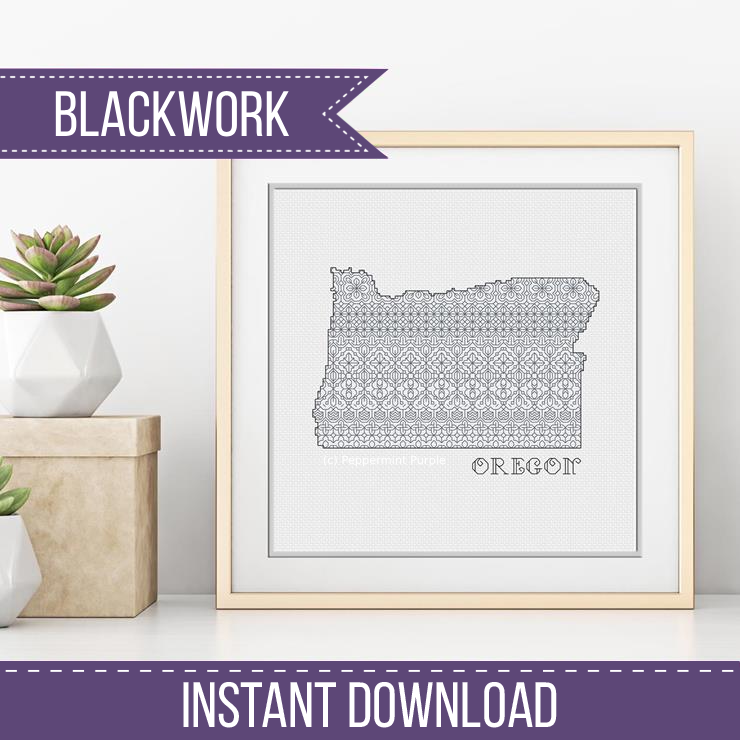 Oregon Blackwork Blackwork Pattern by Peppermint Purple