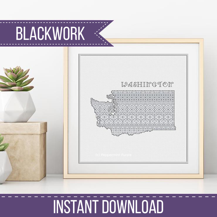 Washington Blackwork Blackwork Pattern by Peppermint Purple