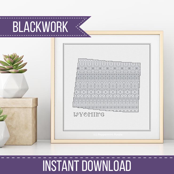 Wyoming Blackwork Blackwork Pattern by Peppermint Purple