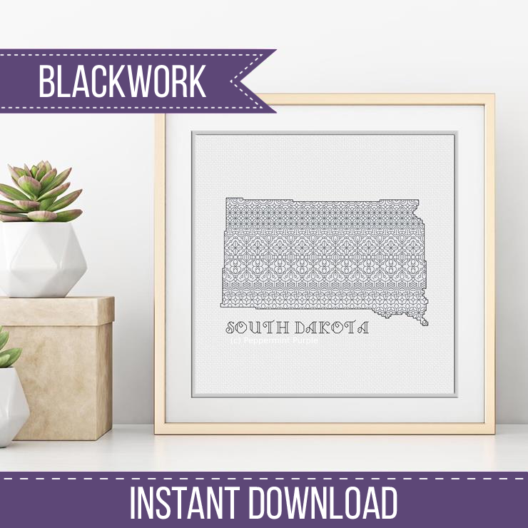 South Dakota Blackwork Blackwork Pattern by Peppermint Purple