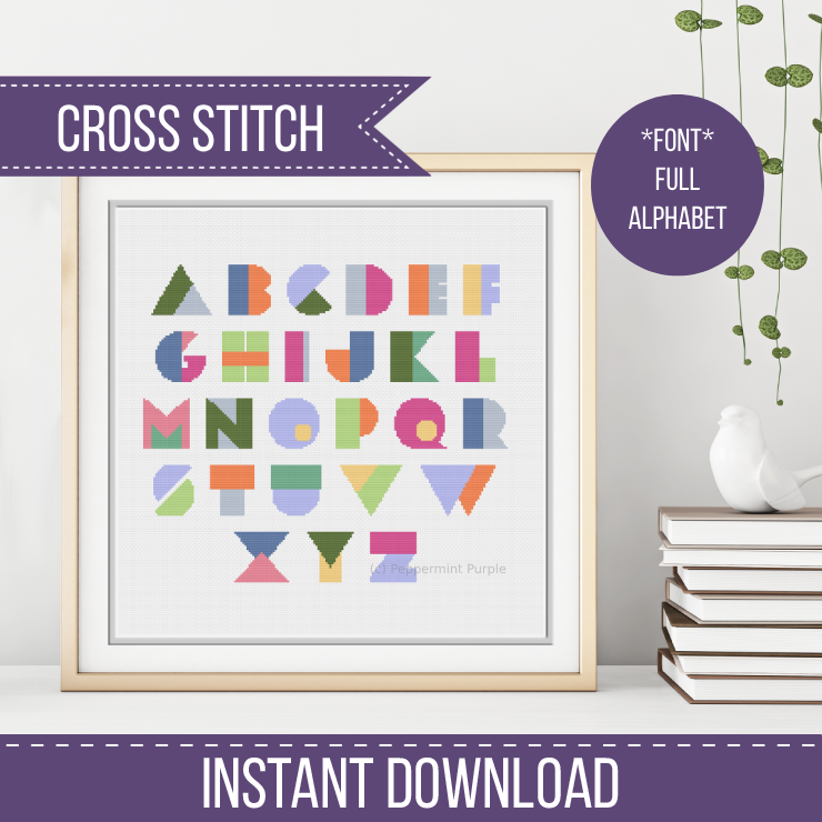 Geometric Font Cross Stitch Font by Peppermint Purple