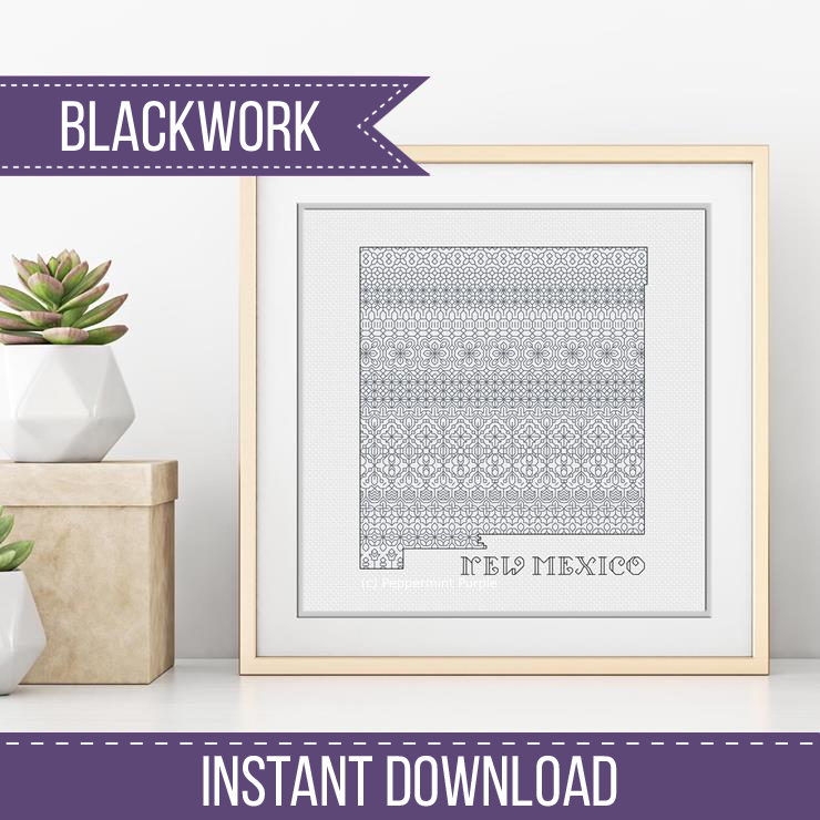 New Mexico Blackwork Blackwork Pattern by Peppermint Purple