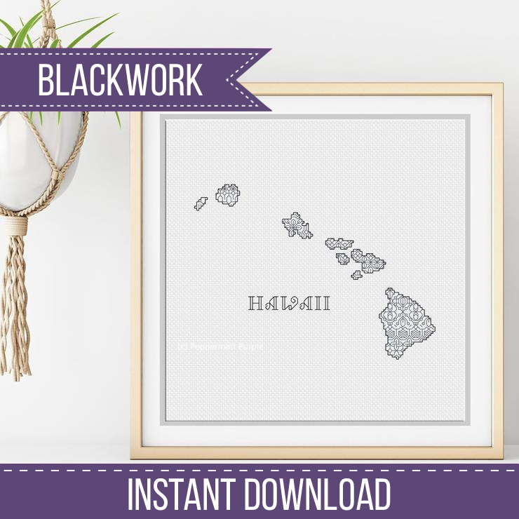 Hawaii Blackwork Blackwork Pattern by Peppermint Purple