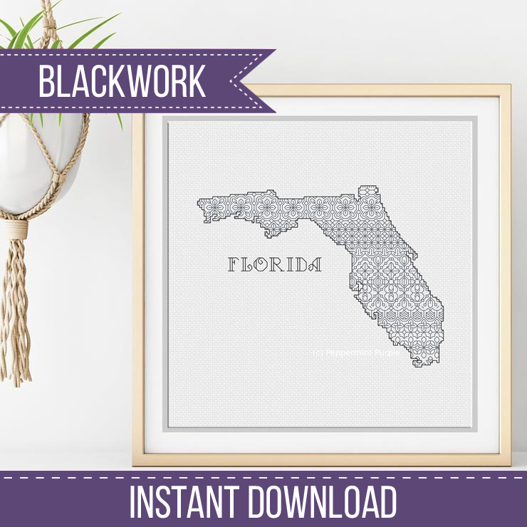 Florida Blackwork Blackwork Pattern by Peppermint Purple