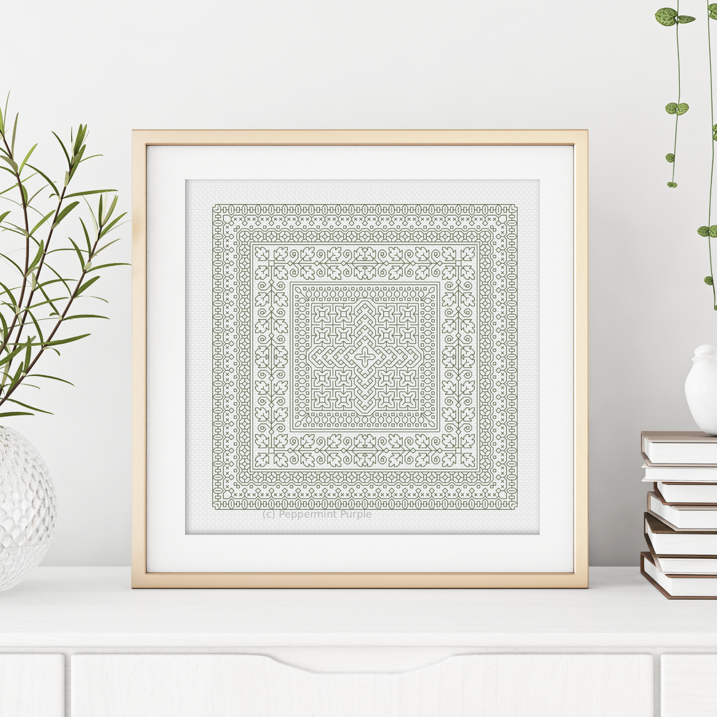 Study In Pine Blackwork Study In Colour by Peppermint Purple