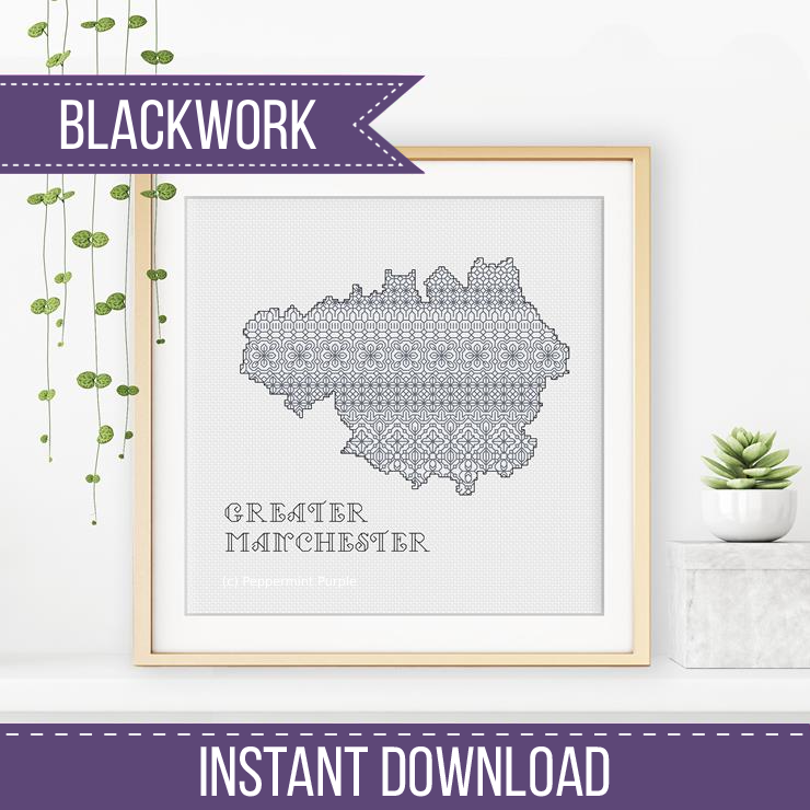 Greater Manchester Blackwork Blackwork Pattern by Peppermint Purple