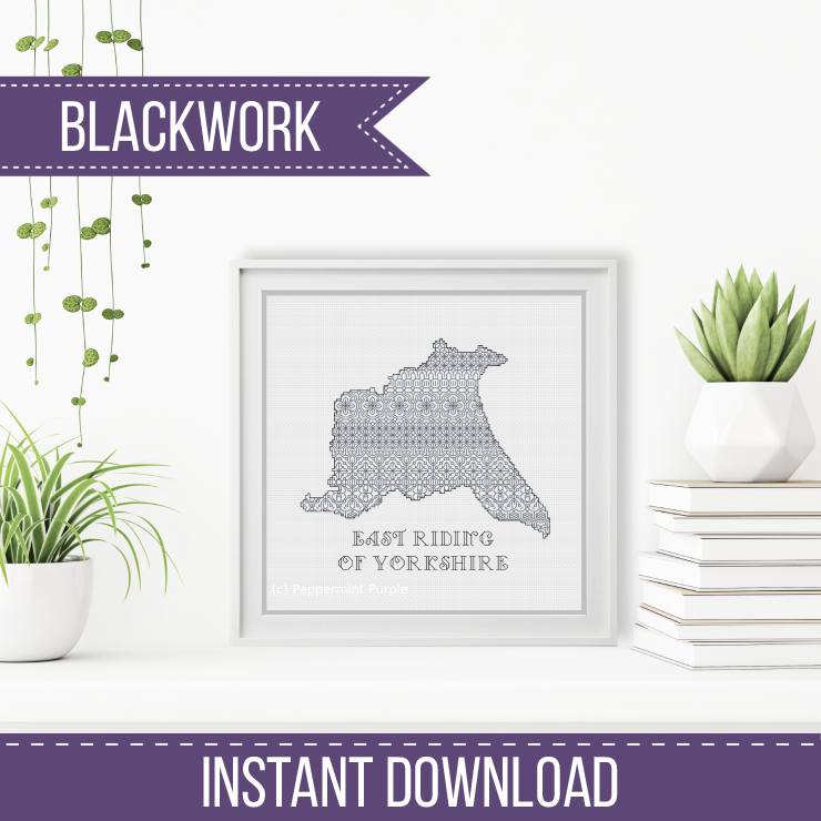 East Riding of Yorkshire Blackwork Pattern by Peppermint Purple