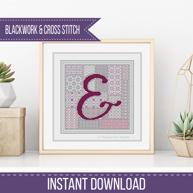 Blackwork Red Letters Blackwork Pattern by Peppermint Purple