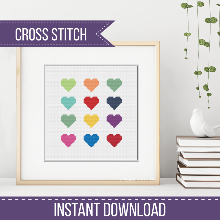 Heart Modern Cross Stitch Cross Stitch Pattern by Peppermint Purple