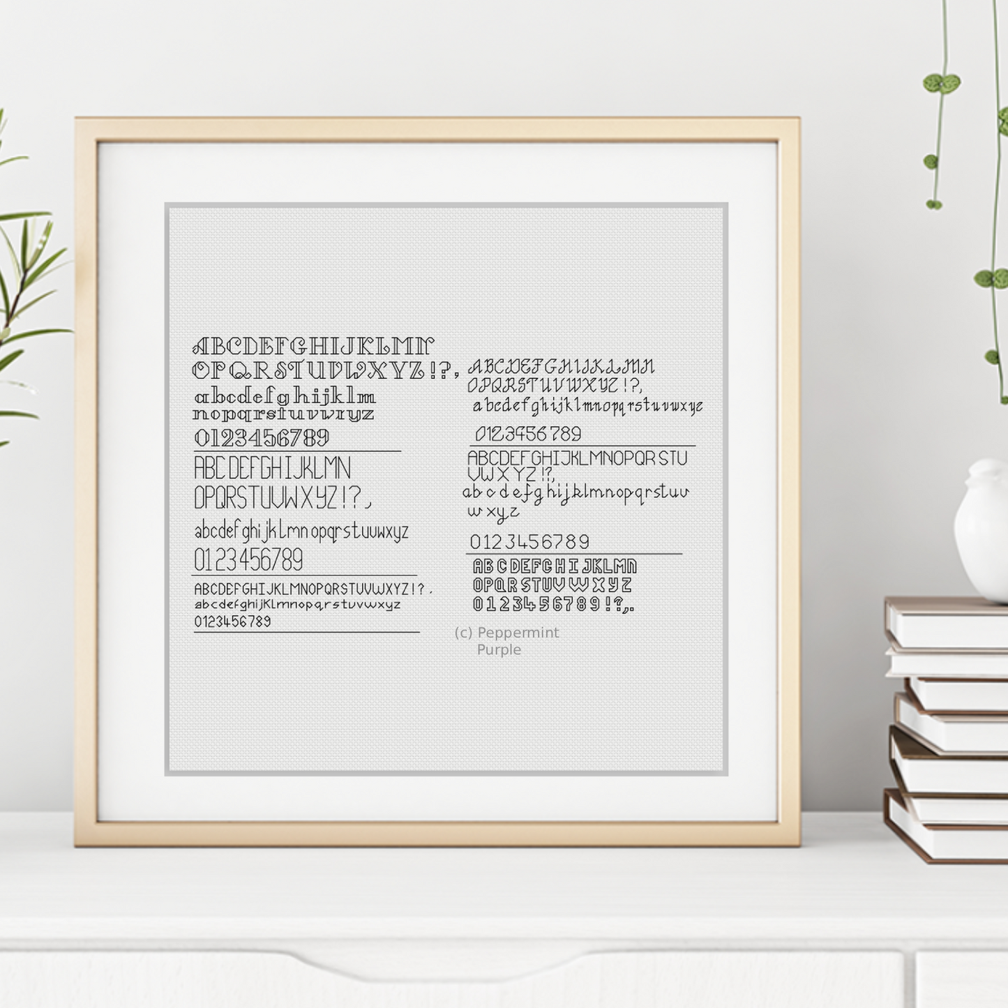 Backstitch Fonts Blackwork Font by Peppermint Purple