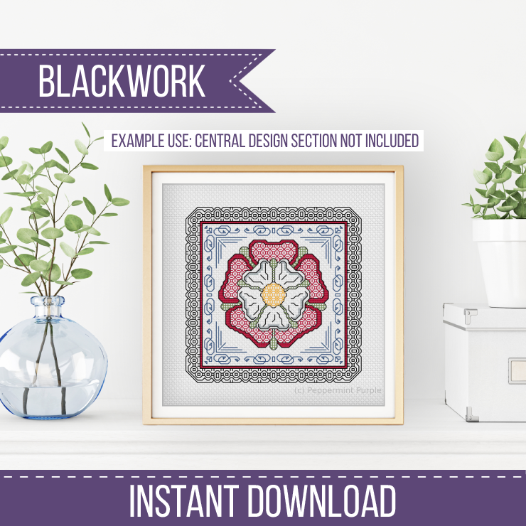 Centre Stage - Border 13 Blackwork Pattern by Peppermint Purple