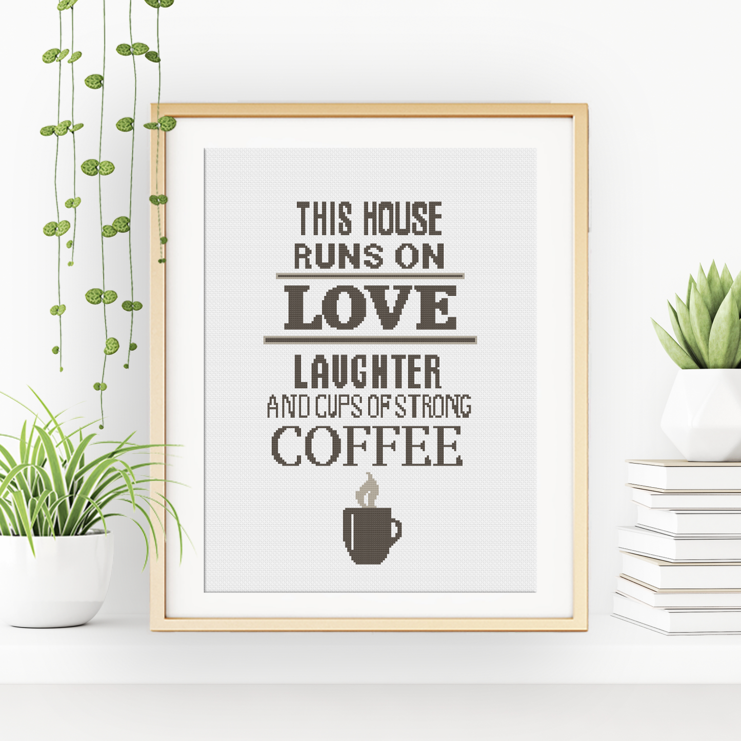 Strong Coffee Cross Stitch Pattern by Peppermint Purple
