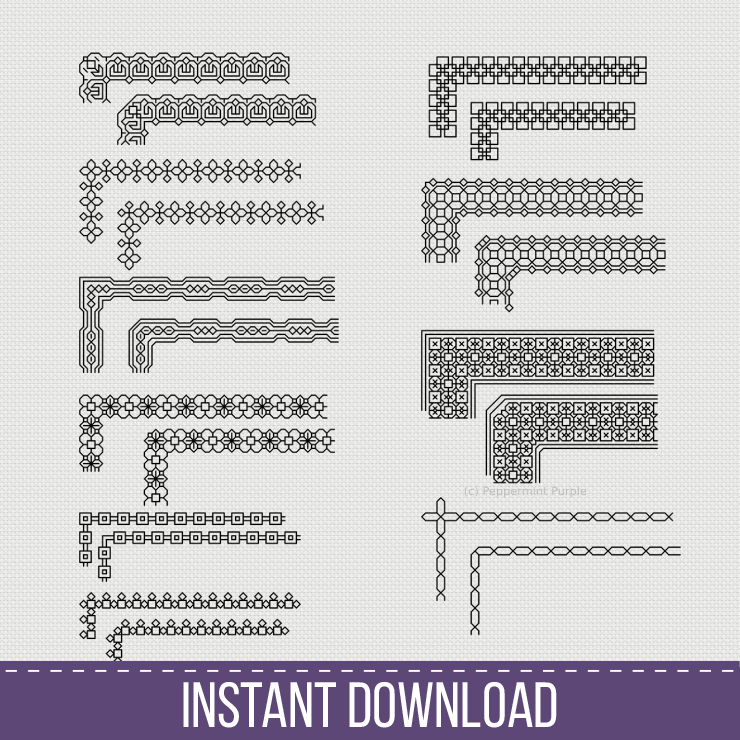 Borders & Corners - Set 1 Blackwork Font by Peppermint Purple