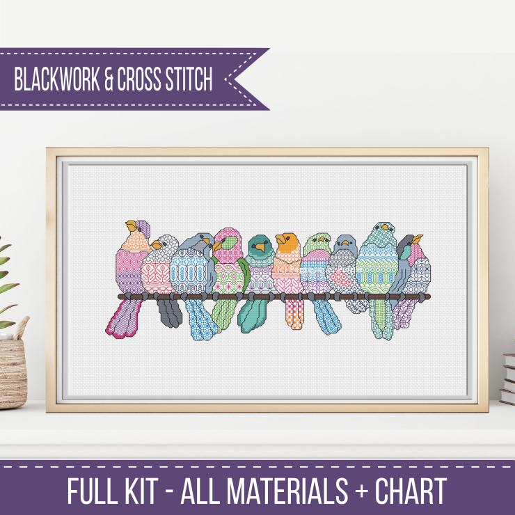 Just Birds Blackwork Kit Blackwork Kit by Peppermint Purple
