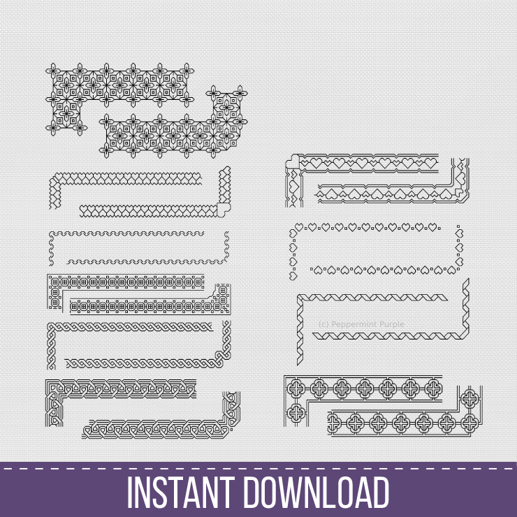 Borders & Corners - Set 2 Blackwork Font by Peppermint Purple