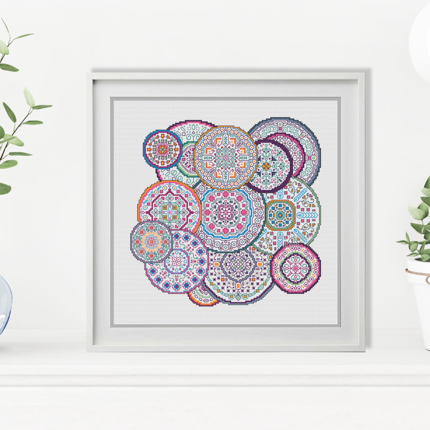 Mandala Millefiori Blackwork Kit Blackwork Kit by Peppermint Purple