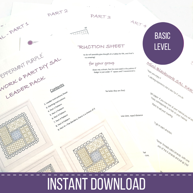 Basic Level DIY Blackwork SAL DIY SAL by Peppermint Purple