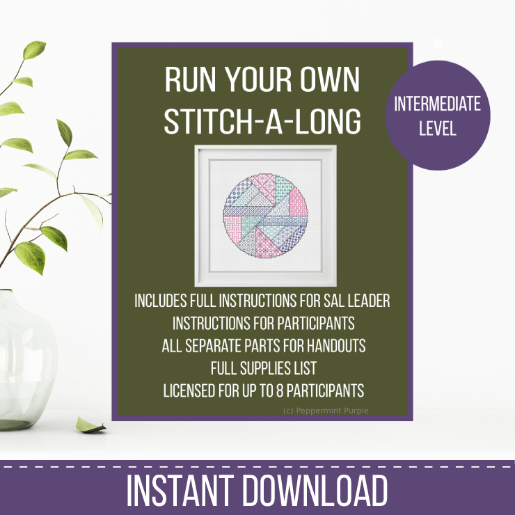 Circle - Intermediate Level DIY Blackwork SAL DIY SAL by Peppermint Purple