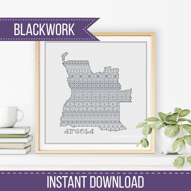 Angola Blackwork Blackwork Pattern by Peppermint Purple