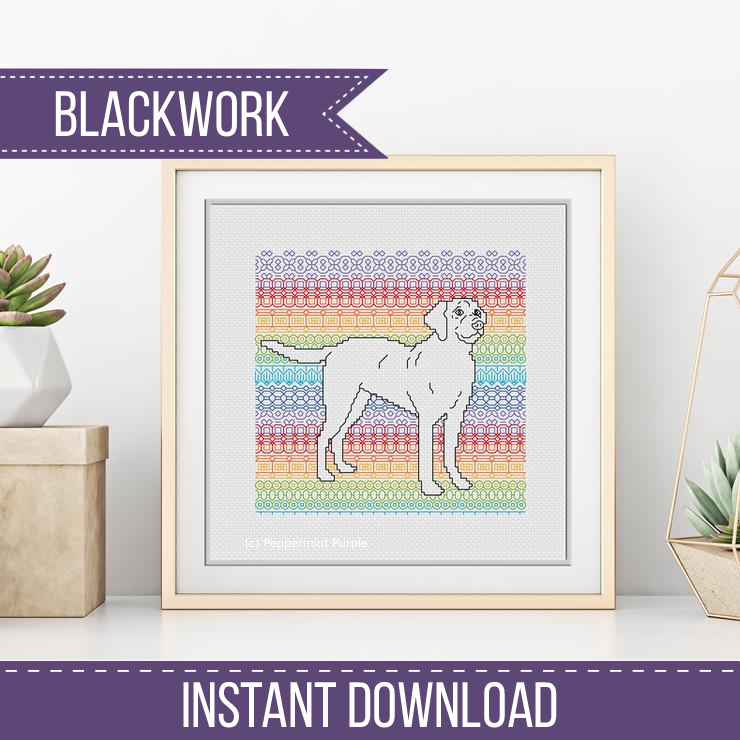 Labrador Blackwork Blackwork Pattern by Peppermint Purple