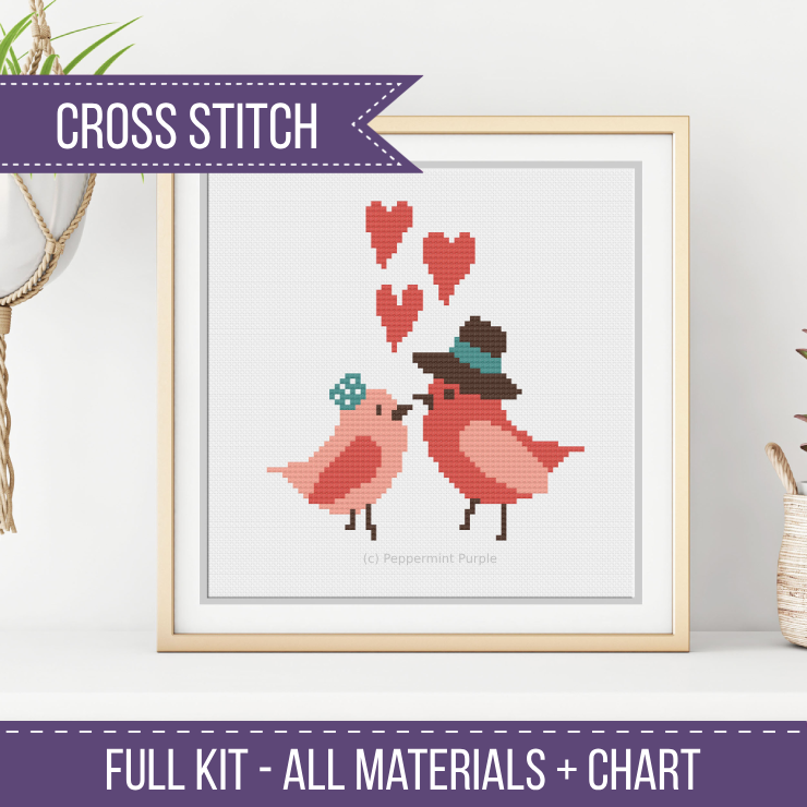 Love Birds Kit Cross Stitch Kit by Peppermint Purple