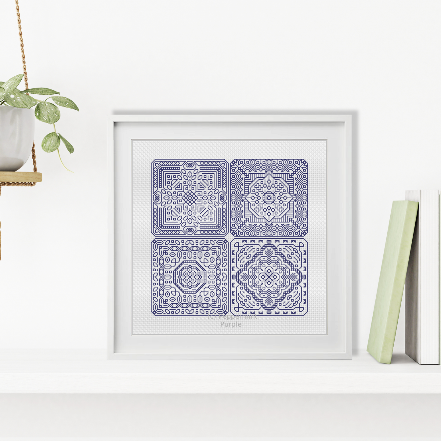Dutch Tiles Mini Set 19 Blackwork Pattern by Peppermint Purple
