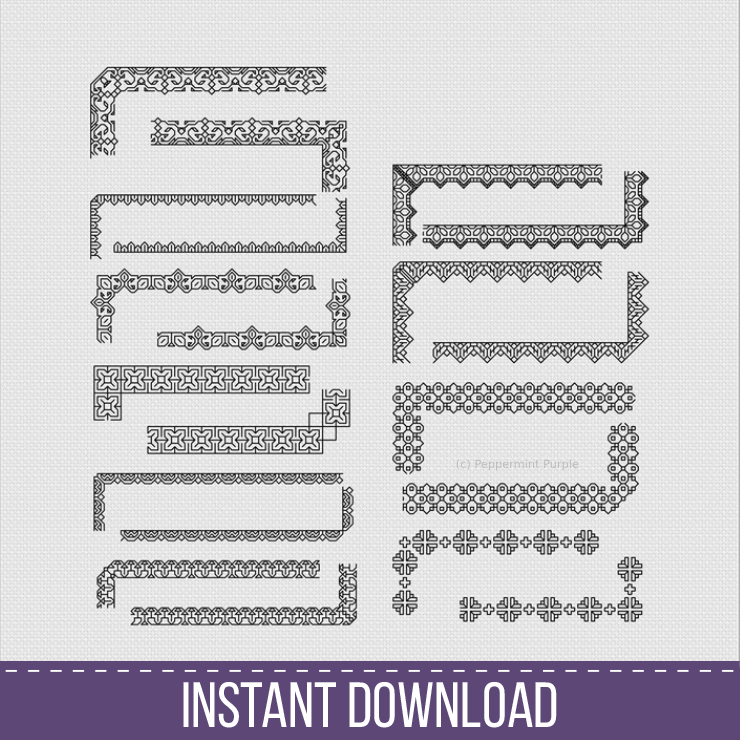 Borders & Corners - Set 3 Blackwork Font by Peppermint Purple