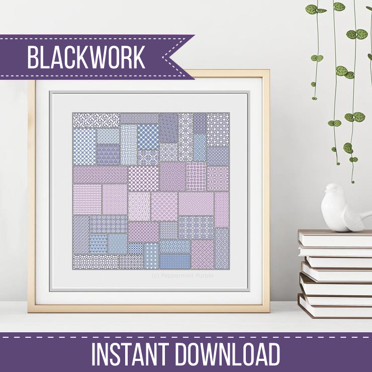 Blackwork Rectangles Blackwork Pattern by Peppermint Purple