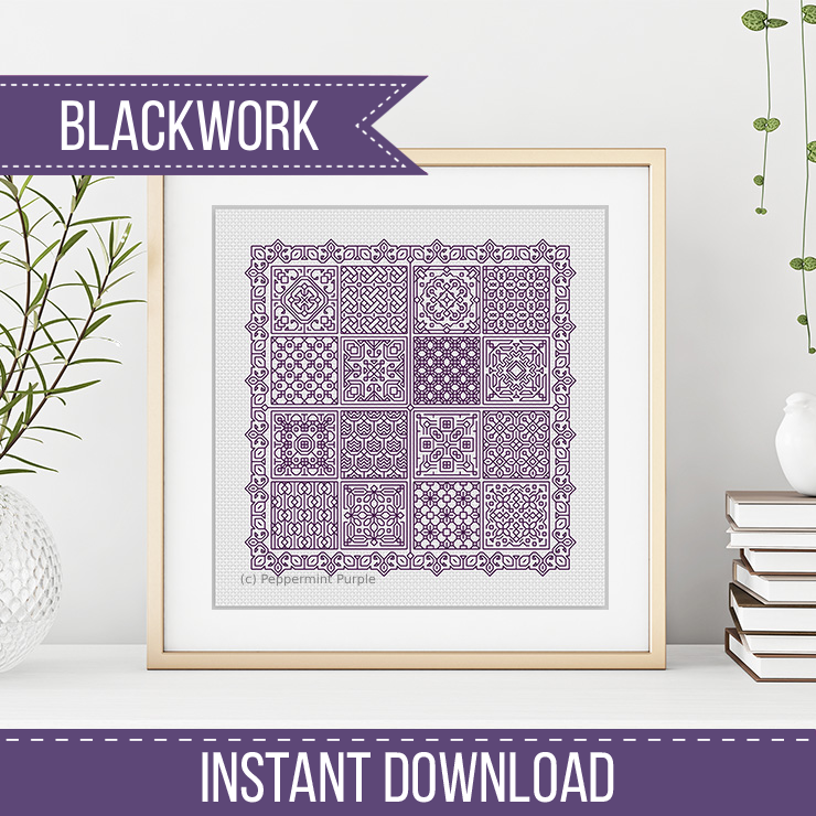 Relax in Violet Blackwork Blackwork Pattern by Peppermint Purple
