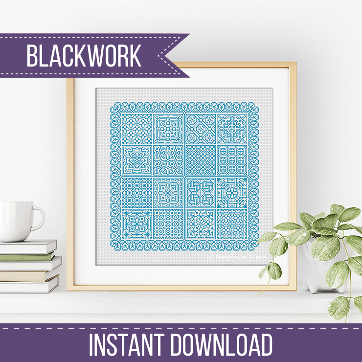 Relax in Turquoise Blackwork Blackwork Pattern by Peppermint Purple
