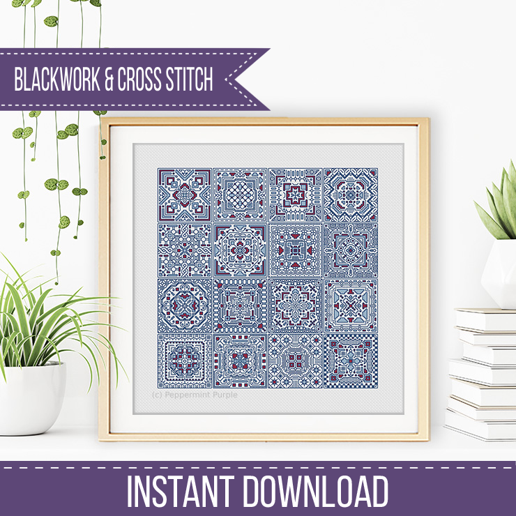Turkish Tiles 2 Blackwork Pattern by Peppermint Purple