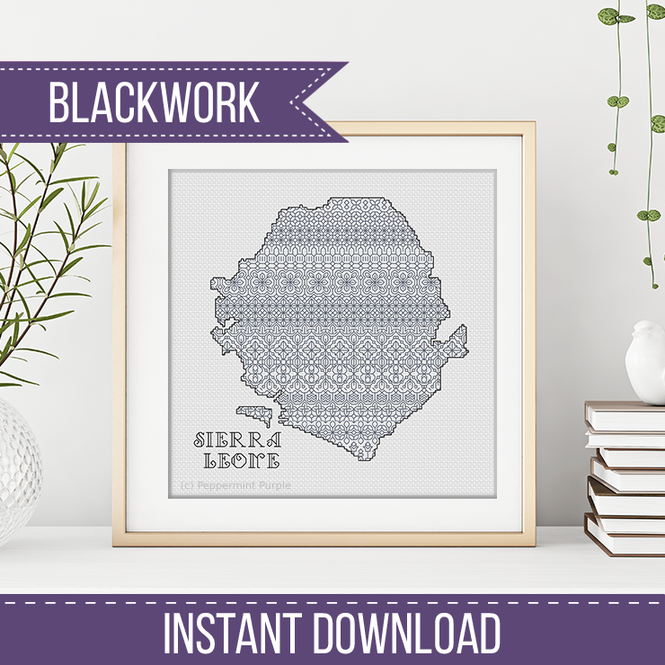 Sierra Leone Blackwork Blackwork Pattern by Peppermint Purple