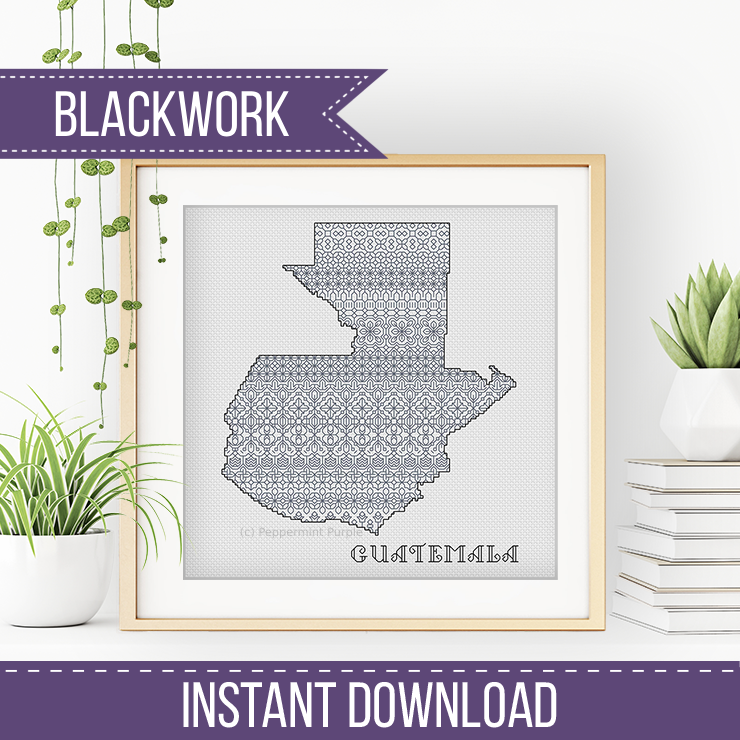 Guatemala Blackwork Pattern Blackwork Pattern by Peppermint Purple