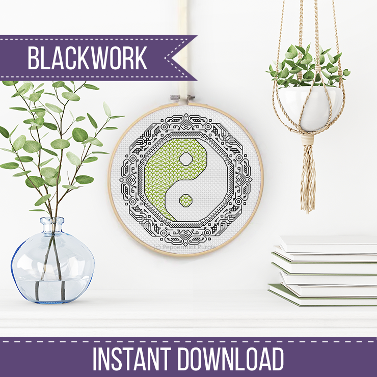 Yin Yang Blackwork Pattern by Peppermint Purple